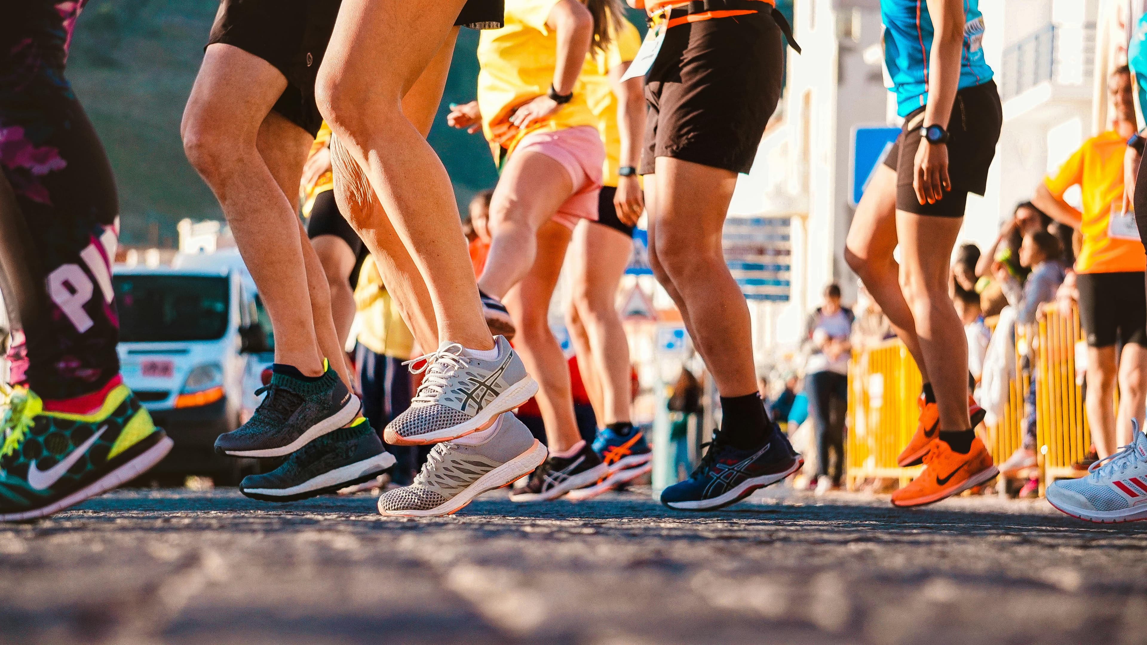 Endurance athletes competing in a race